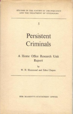 Persistent Criminals. A home office research unit report